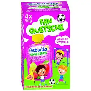 Quetschies Bebivita Kinder-Spaß Erdbeere in Apfel-Birne, 4 x 90 g
