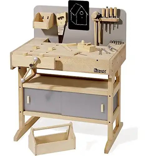Kinder-Werkbank Howa Massive Werkbank Hartholz 32 TLG