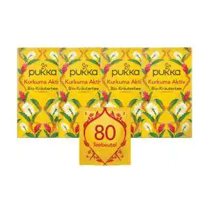 Kurkuma-Tee Pukka Bio-Tee Kurkuma Aktiv 80 Teebeutel, 4er Pack