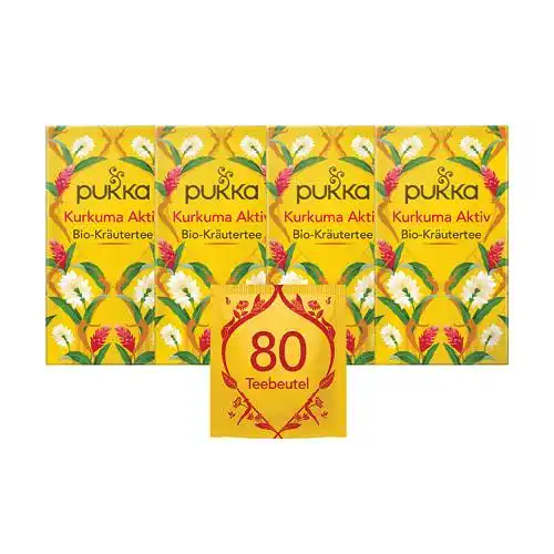 Kurkuma-Tee Pukka Bio-Tee Kurkuma Aktiv 80 Teebeutel, 4er Pack