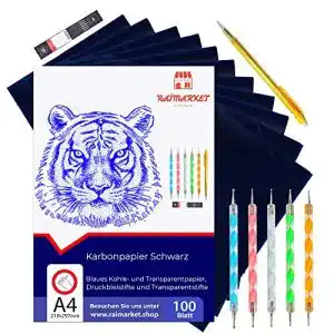 Blaupapier Raimarket 100 Blatt blaues Kohle Transferpapier