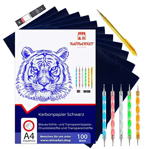 Blaupapier Raimarket 100 Blatt blaues Kohle Transferpapier