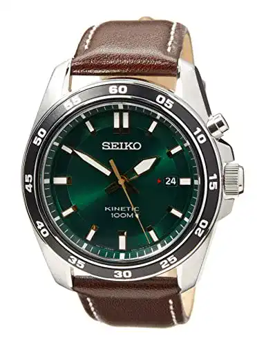Seiko Automatik Seiko Herren-Uhr Kinetik Edelstahl mit Lederband