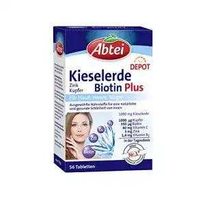 Kieselerde Abtei Biotin Plus, hochdosiert, mit Zink, 56 Tabletten
