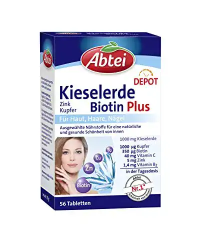 Kieselerde Abtei Biotin Plus, hochdosiert, mit Zink, 56 Tabletten