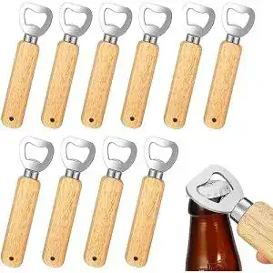 Flaschenöffner OurLeeme, 10Stück Holzgriff Bier Tragbar