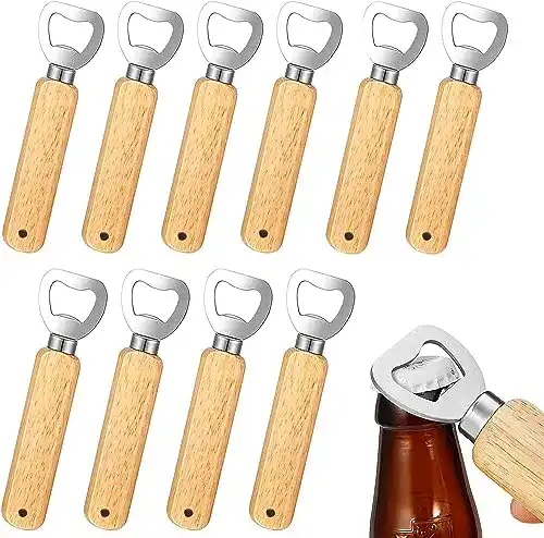 Flaschenöffner OurLeeme, 10Stück Holzgriff Bier Tragbar
