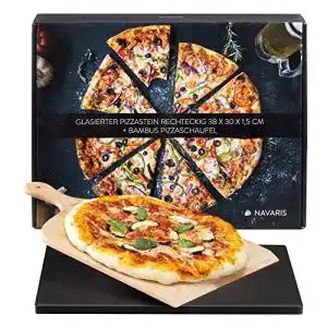 Pizzastein Navaris XL für Backofen Grill aus Cordierit, 38x30cm