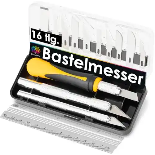 Bastelmesser OfficeTree 3x Skalpell Set 16 tlg. Bastel Zubehör