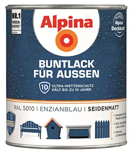 Buntlack Alpina Metalllack 0,75L enzianblau Ral 5010 seidenmatt
