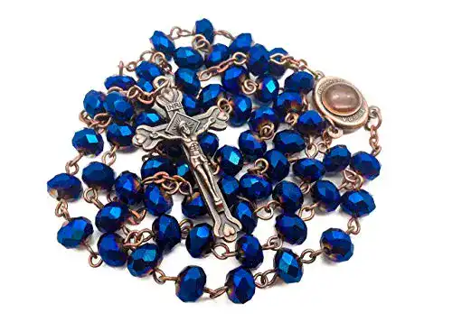 Rosenkranz Nazareth Store Tiefblaue Kristallperlen Katholische