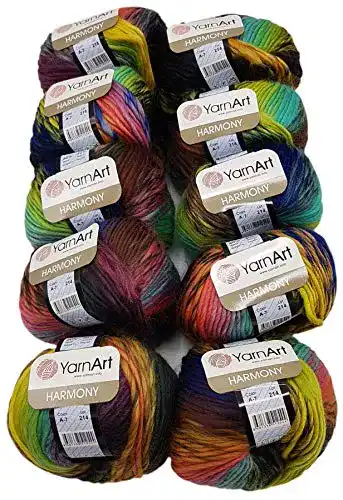 Yarnart-Wolle ilkadim 10 x 50 g YarnArt Harmony mehrfarbig