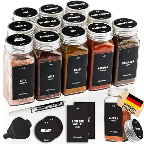 Gewürzgläser Deco haus mit Schraubkappe, 12er Set