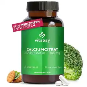 Calcium-Kapseln vitabay Calciumcitrat 1000 mg, 90 Kapseln