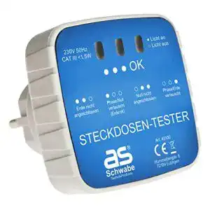 Steckdosentester as – Schwabe Anschluss-Prüfstecker Weiß I 45100
