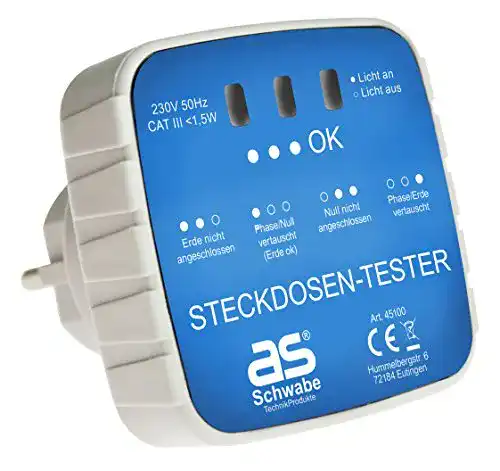 Steckdosentester as – Schwabe Anschluss-Prüfstecker Weiß I 45100