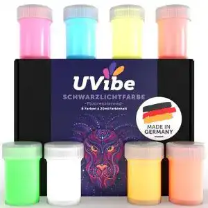 Neonfarben UVIBE Fluoreszierende Schwarzlicht Farbe 8x