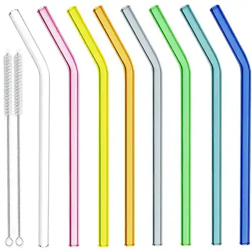 Glas-Strohhalm Etroshare 8 Stücke 21,5 Zentimeter gebogen