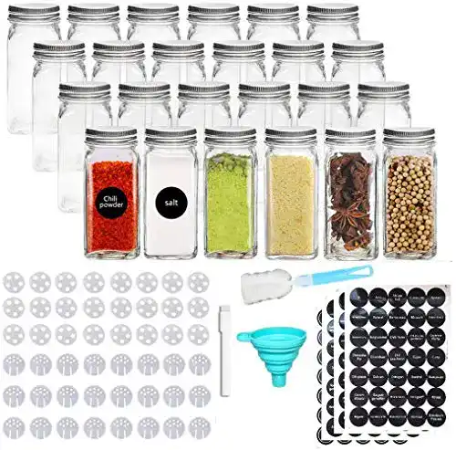 Gewürzgläser MEckily 24er Set Gewürzglas- Quadratisch, 120 ml