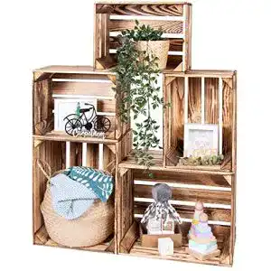 Obstkiste LAUBLUST Vintage Holzkisten 5er Set Geflammt