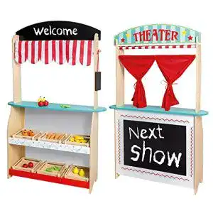 Puppentheater Jouéco 80039 2 in 1 Schauplatz und Geschäft