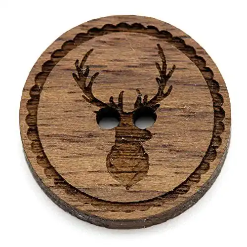 Trachtenknöpfe NaturSchatulle Holzknöpfe Gravur Motiv Hirsch
