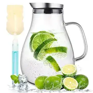 Wasserkaraffe SUSTEAS 2 Liter 70 Unzen Glas, mit Deckel