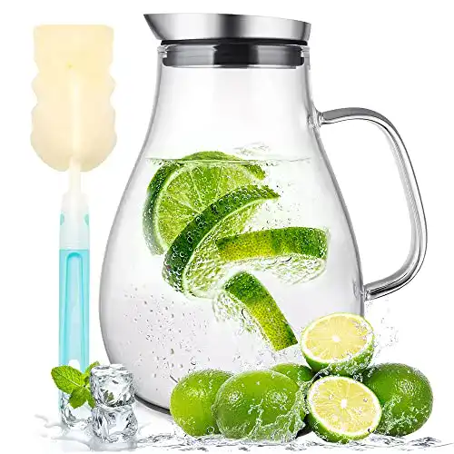 Wasserkaraffe SUSTEAS 2 Liter 70 Unzen Glas, mit Deckel