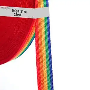 Gurtband TUKA-i-AKUT 91 Meter x 25mm PP, 1,1mm, Regenbogen