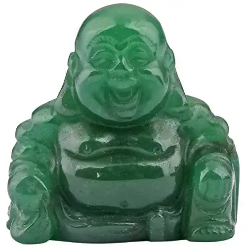Buddha-Figur Nupuyai Grün Aventurin Lachender Buddha Figur Edelstein