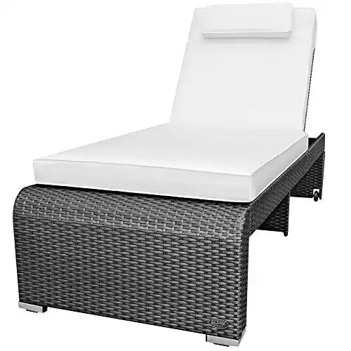 Sonnenliege (Rattan) RS Trade ‘Monza XXL’ Outdoor mit Rollen