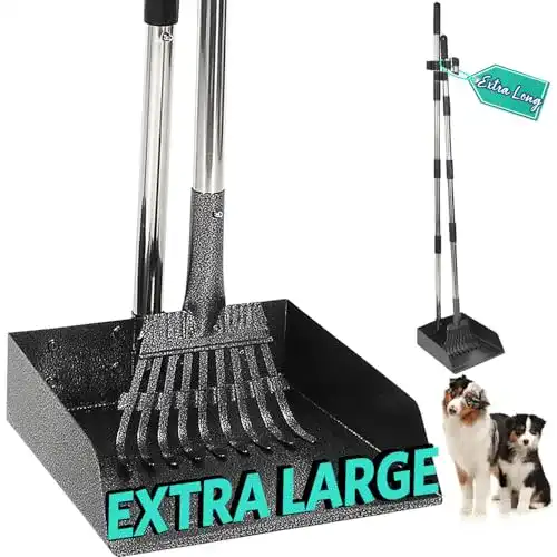 Hundekotschaufel Bamda und Harke Set – Langer Griff Metall