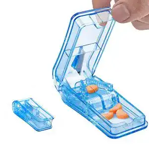 Tablettenteiler XCOZU , Tragbar mit Edelstahlklinge, 2-in-1
