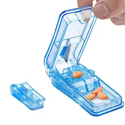 Tablettenteiler XCOZU , Tragbar mit Edelstahlklinge, 2-in-1