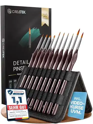 Modellbau-Pinsel CreaTek Pinselset Malen 10er Detail Pinsel Set