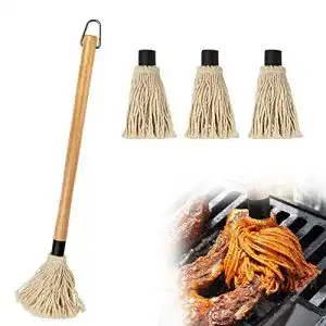 Grillpinsel YFWOOD BBQ Pinsel Basting Mop Profi, 3 Ersatzköpfe