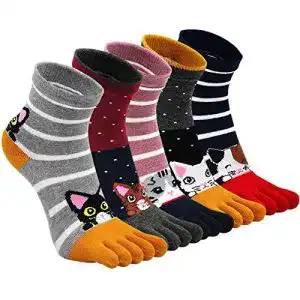 Zehensocken ZFSOCK Damen Baumwolle Bunt Sport Five Finger