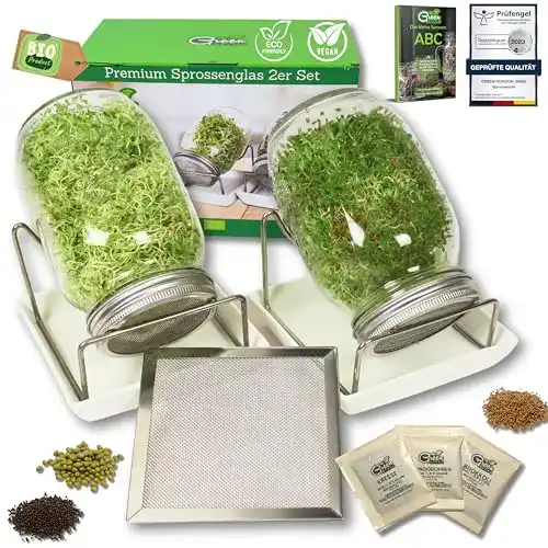 Sprossengläser Green SEEDS Sprossenglas Keimglas 2er Set