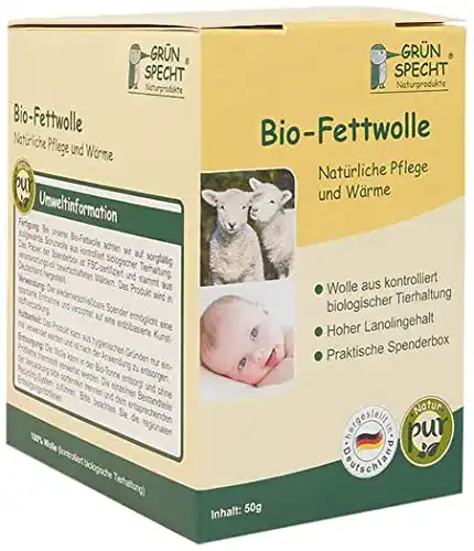 Schafwolle Grünspecht 638-00 Bio-Fettwolle, kbT, Rohwolle, 50 g