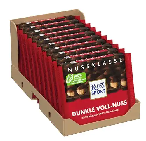 Ritter-Sport-Schokolade Ritter Sport Dunkle Voll-Nuss, 10 x 100 g