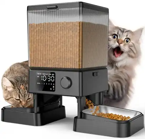 Futterautomat für 2 Katzen oneisall 5L Futterautomat 2 Näpfe