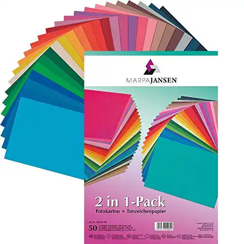 Die beste Fotokarton MARPAJANSEN 2in1-Pack, 50 Bogen, 25 Farben 2026 Test Bestseller Fotokarton MARPAJANSEN 2in1-Pack, 50 Bogen, 25 Farben