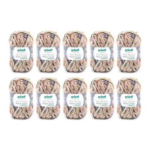 Merinowolle Gründl Hot Socks Pearl Color, Vorteilspack 10 Knäuel