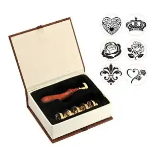 Siegelstempel Mogoko 6 pcs Rosenholz Wachs Set Dekorativer Siegel