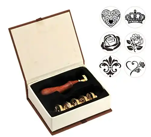 Siegelstempel Mogoko 6 pcs Rosenholz Wachs Set Dekorativer Siegel