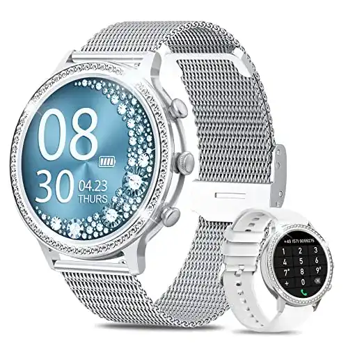 Smartwatch (rund) AIMIUVEI Damen mit Telefonfunktion