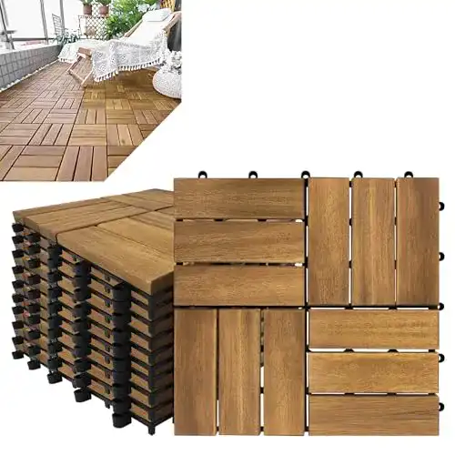 Holzfliesen Balkon Froadp 11 Stück Akazien-Holz, 30x30cm