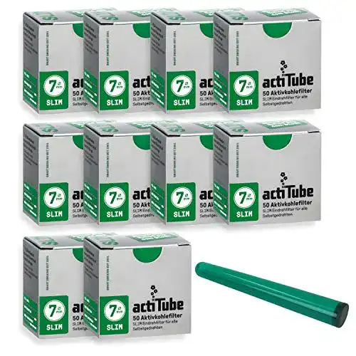 Aktivkohlefilter actiTube Slim-7mm 10 x 50er Schachtel Filter Plus