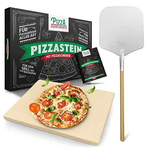 Pizzastein Pizza Divertimento, mit Pizzaschieber, aus Cordierit