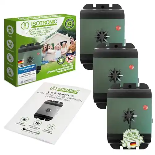 Vogelabwehr ISOTRONIC Ultraschall Vogelvertreiber 3er Set mobil